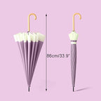 ThreeH Big Beatiful Umbrella with Arc Classic Wood Handle 16 Ribs 48" Windproof Sturdy Stick Rain Umbrella