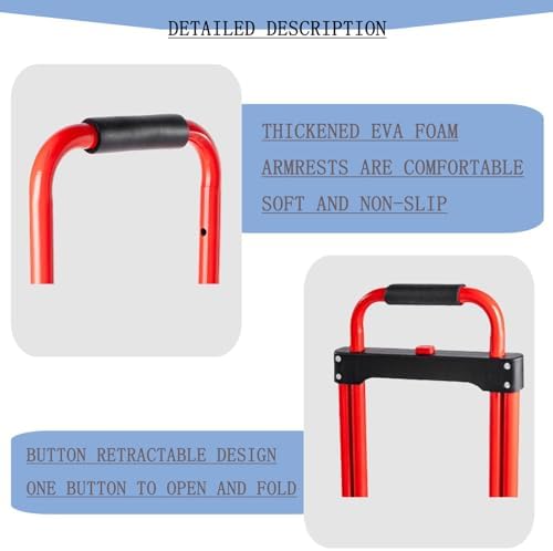 Heavy Duty Folding Hand Truck Trolley 80KG Capacity Multi Purpose Sack Barrow for Luggage Travel Moving Office & Auto Use Portable & Foldable Red Cart