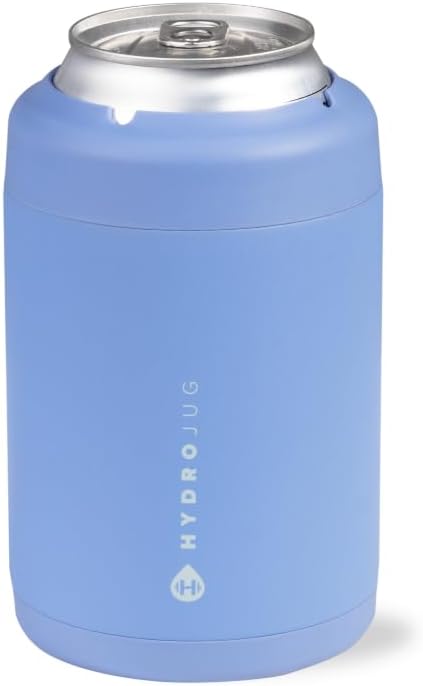 HydroJug Standard Can Cooler - 2-in-1 Insulated Can Cooler Cup - Stainless Steel Can Holder with Non-Slip Rubber Base - Screw-Top Lid - Dishwasher Safe - 12oz, Light Blue