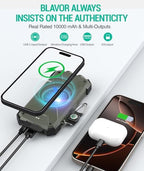 BLAVOR Portable Foldable Solar Charging Pack with Built-in USB-C Cable & Crossbody Lanyard, Plus Solar Charger Power Bank 10,000mAh, 20W PD, Waterproof for Outdoor Camping Hiking Backpacking