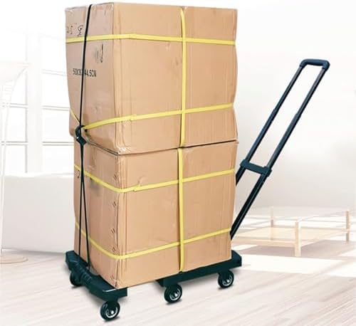 Folding Hand Truck Trolley Cart with 6 Wheels and Extendable Handle for Luggage Moving and Storage