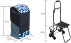 Heavy Du Trolley Bag 33L with Steel Handle 6 Wheels 100kg Capaci Removable Folding Seat - Perfect for market Travel nic and Stair Climbing