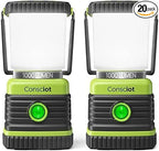 Consciot LED Battery Powered Camping Lantern, 1000LM, 4 Light Modes, IPX4 Waterproof Portable Tent Flashlight for Power Outages, Emergency, Hurricane, Hiking, Light Green, (Pack of 20)