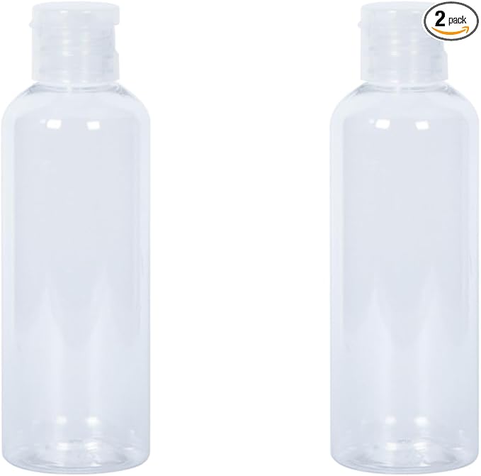 2 Pack Clear Travel Size Toiletry Bottles, 3.4oz TSA Approved Containers, Leak Proof Squeezable Plastic