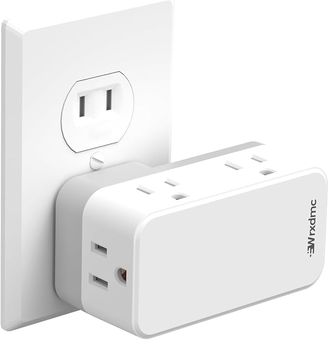 2 Prong to 3 Prong Power Strip,WRXDMC 2 Prong Outlet Adapter with 360° Rotating Plug, Widely Spaced Outlet Extender with 6 AC Outlets, Multi Plug Outlet Splitter, Polarized Plug, Ideal for Old House