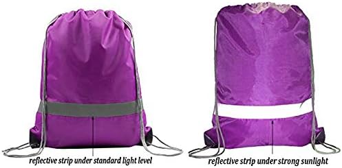 BeeGreen 20 Pieces Purple Drawstring Backpacks Bulk, Draw String Bags for Gym Sport, Reflective Cinch Blank Bag