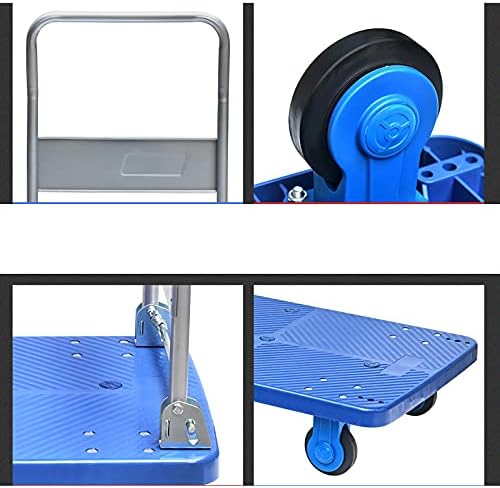 Heavy Duty Foldable Hand Trolley Cart with Quiet Wheels Flatbed Platform Hand Truck for Moving High Weight Capacity Ideal for Factories and Shops Portable Handcart.