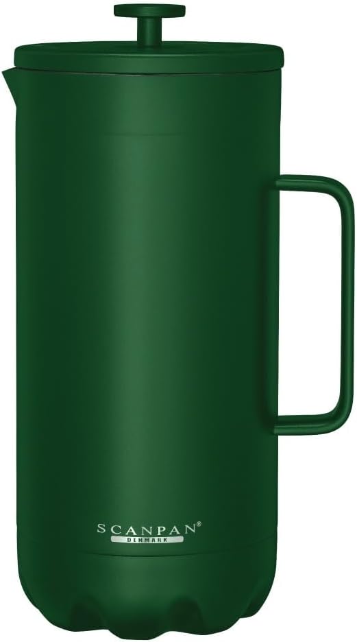 Scanpan to GO French Press Coffee Maker 1.0L, Forest Green - Serves 8 Cups - 18/8 Food Grade Stainless Steel, Drip-Free Spout - Scratch-Free Coating - Dishwasher Safe