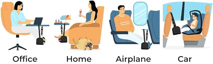 FERB Airplane Portable Footrest - Travel Foot Hammock with Memory Foam for Comfort | Adjustable Office Footrests for Airplane, Train, Bus | Lightweight Travel Accessory (Pack of 1)