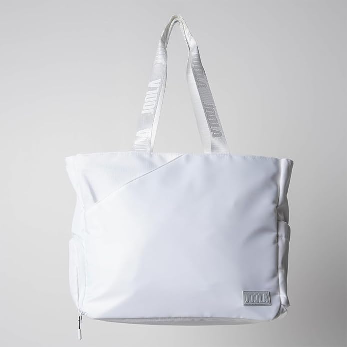 JOOLA Everyday Tote Bag - Pickleball Tote with Paddle Pocket, Laptop Sleeve & Ventilated Shoe Compartment - Black/White/Latte