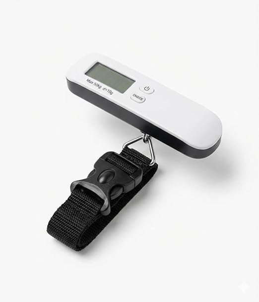 Digital Luggage Scale for Travel - Portable Handheld Weight Scale for Suitcases & Bags - 110lbs/50kg Capacity with LCD Display - 2 AAA Batteries Included (White)