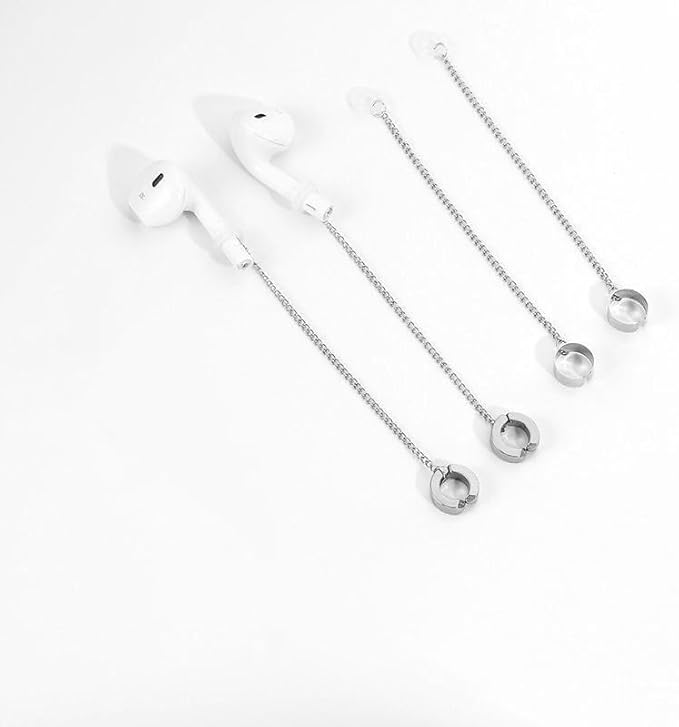 4 Pair Wireless Earbuds Anti-Lost Straps Wireless Ear Buds Clip Holder Protector Lanyard Chain Earrings for Apple AirPods Echo Buds Bluetooth Headphones ENC In-ear Earphones Needn't Ear Hole