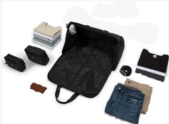 Halfday Convertible 2-in-1 Garment Duffel Weekender Bag 45L: Wrinkle-Free Travel (Hanging Suit Compartment, Shoe Pockets, Trolley Sleeve), Durable & Water-Resistant Carry-on, Shadow