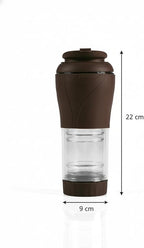 Pressca - Portable Coffee & Tea Maker - Thermal Coffee & Tea Infuser, French Press, Single Serve Coffee Maker, BPA Free - Home & Kitchen Accessories & Utensils - 12 fl oz, Brown
