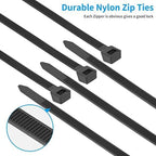 Armpow 18 inch Black Zip Ties Heavy Duty 500 PACK, 200 LBS Ultra Exclusive Strong Plastic Wire Ties, Large Cable Ties Extra Long Tie Wraps, Indoor and Outdoor UV Resistant