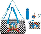 Sonic The Hedgehog Classic 5-Pc Duffle Bag Utility Case Water Bottle Key Chain and Carabiner