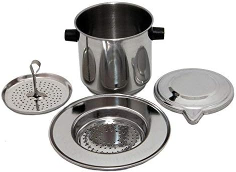 Vietnamese coffee maker filter set, French press style pour-over coffee dripper, Portable 1-cup single-serve reusable coffee press, 8oz medium (1)