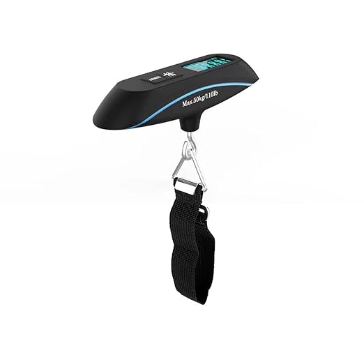50kg Carry-On Luggage Scale, Portable Electronic Hook Scale for Small Packages(Black)