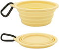 Collapsible Travel Pet Bowl with Carabiner for Dogs and Cats, Portable Silicone Pet Bowl for Waking, Hiking and Traveling (Yellow)