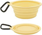 Collapsible Travel Pet Bowl with Carabiner for Dogs and Cats, Portable Silicone Pet Bowl for Waking, Hiking and Traveling (Yellow)