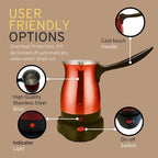 Electric Turkish Coffee Maker Pot Stainless Steel for Arabic, Greek, & Turkish Coffee, Cool Touch Handle 360 Degree Cordless Rotation Base, Fast, Keep Boiling Water 800W (Red)