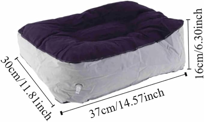 Footrest with Air Pump - Soft Flocking Adjustable Height Leg Support Cushion for Travel, Office & Home Use,37x30x16cm/14.57x11.81x6.30in(Purple＋Grey)