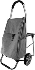 Multi Function Portable Folding Trolley with Waterproof Fabric Enhanced Storage Capacity Compact Seated Hand Truck for Shopping Blue 60x100cm