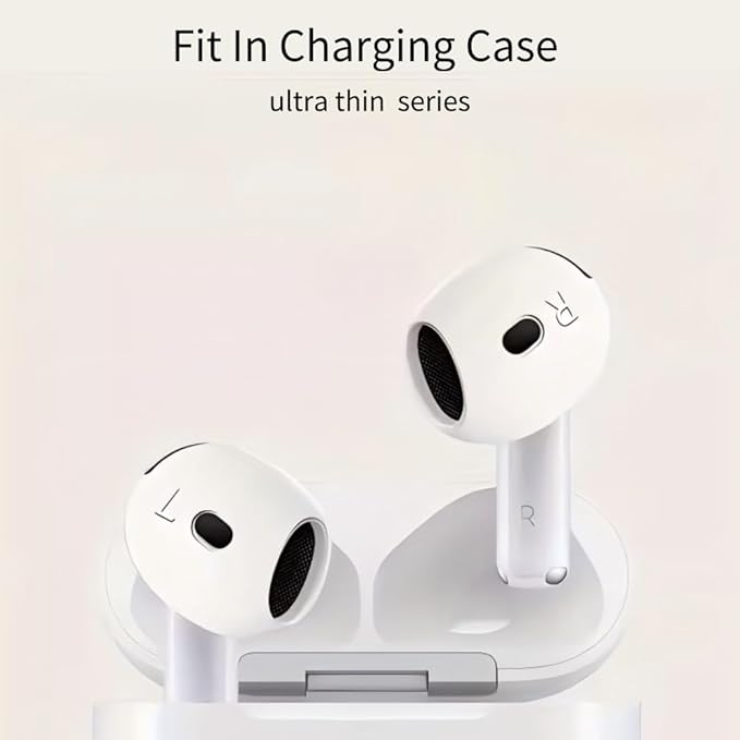 6 Pairs Ear Cover for AirPods 4,Anti Slip Ear Skin Tips Accessories Sport Ultra Thin Slim Soft Silicone Ear Tips Earbuds Gel Cover Compatible with AirPods 4th Generation (White)