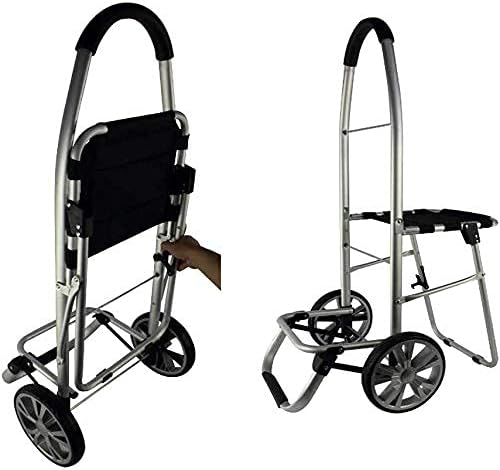 Portable Folding Trolley with Waterproof Fabric Multi Function Shopping Cart Increased Storage Capacity Blue Hand Truck Convenient Seated Design 60x100cm