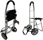 Portable Folding Trolley with Waterproof Fabric Multi Function Shopping Cart Increased Storage Capacity Blue Hand Truck Convenient Seated Design 60x100cm