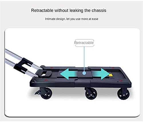 Push Cart Folding Platform Truck Plastic Push Cart Heavy Duty Portable Trolley with Retractable Assis for Luggage Travel Moving Office Platform Hand Truck (Large Blue)