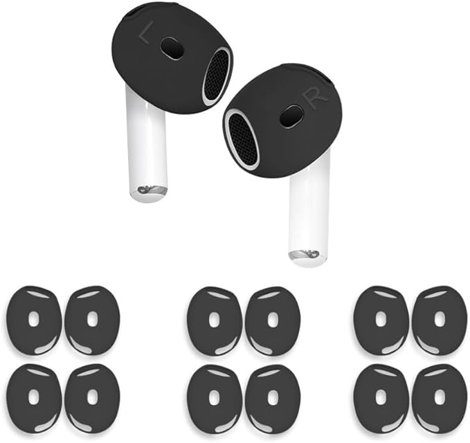 6 Pairs Ear Cover for AirPods 4,Anti Slip Ear Skin Tips Accessories Sport Ultra Thin Slim Soft Silicone Ear Tips Earbuds Gel Cover Compatible with AirPods 4th Generation (Black)