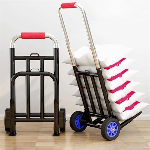 Heavy Duty Folding Hand Truck Portable Shopping Trolley & Luggage Cart for Outdoor Use Adjustable Stair Climbing Dolly with 20mm PU Wheels Foldable Design for Easy Storag