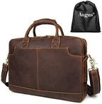 Augus Vintage Leather Briefcase for Men 15.6 Inch Laptop Computer Bag Retro Messenger Crossbody Shoulder Bag | Vintage Leather