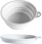 SiliconeSnap 5" Diameter Easy Collapsible Travel Pet Bowl Dog Food Dish with Easy Hook Hole, Snow White Washable Feeder for Dogs
