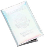 Chrome Passport Cover Vaccine Card Holder Combo, Passport Holder with Vaccine Card Slot (Silver)