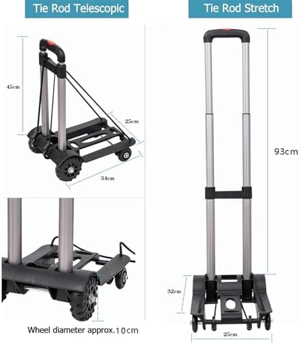 Heavy Duty Folding Hand Truck Portable Trolley Cart for Luggage & Shopping Foldable Sack Wheel Barrow for Home Use Travel & Moving Lightweight Design