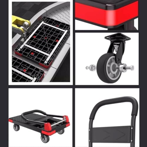 HeavyDuty Folding Cart – Portable Steel Platform Trolley with Swivel Wheels for Easy Maneuverability Perfect for Warehouse and Home Use