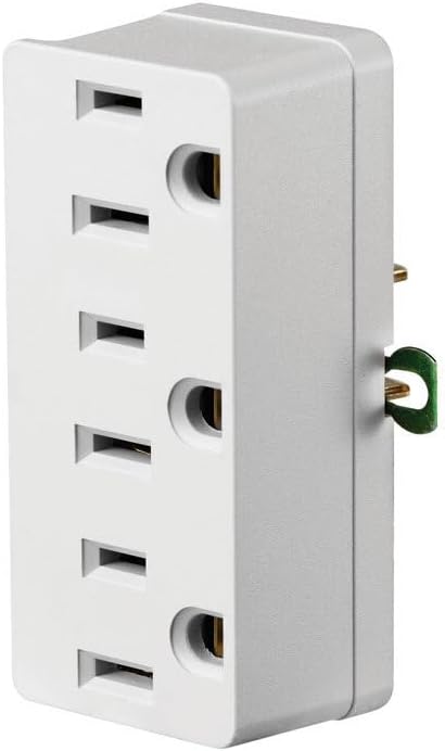 Leviton Amp, 125 Volt, Grounding Triple Outlet Adapter, 698-W-15, White
