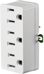 Leviton Amp, 125 Volt, Grounding Triple Outlet Adapter, 698-W-15, White