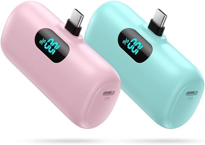 [2 Pack]Small Portable Charger for iPhone 17/16/15 Series,5000mAh 3A PD USB C Power Bank, Mini Travel Essentials Battery Pack for iPhone 17/17 Pro/16/16 Plus/16 Pro/15 Pro Max,Samsung,Android/LG etc
