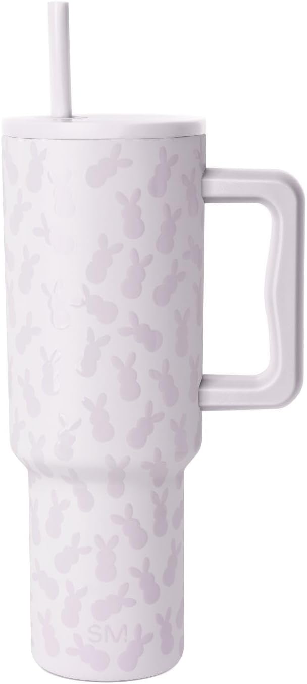 Simple Modern Easter 40 oz Trek Tumbler with Handle and Straw Lid | Cup Holder Friendly Insulated Stainless Steel Travel Mug | Easter Bunnies