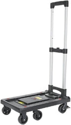 Folding Portable Cargo Trolley Black Household Trailer for Luggage Warehouse Moving and Courier Transport Compact Medium Size Utility Cart