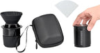 Portable Pour Over Coffee Maker Set with Carrying Case, Collapsible Silicone Dripper, 304 Stainless Steel Filter Cup, V60 Compatible, Black, Outdoor Camping Travel Kit (Black with Cone Filter)