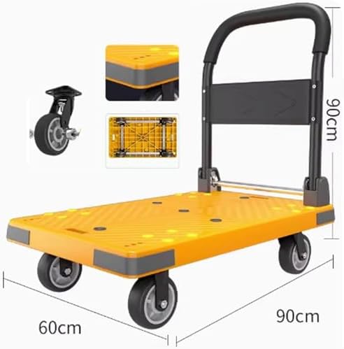 HeavyDuty Folding Cart – Portable Steel Platform Trolley with Swivel Wheels for Easy Maneuverability Perfect for Warehouse and Home Use