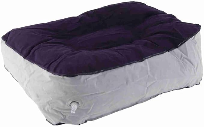 Footrest with Air Pump - Soft Flocking Adjustable Height Leg Support Cushion for Travel, Office & Home Use,37x30x16cm/14.57x11.81x6.30in(Purple＋Grey)