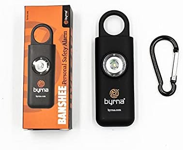 Byrna Banshee Personal Safety Alarm - 130 dB Loud Military Grade Self Defense Emergency Keychain Siren Device with LED Strobe Alert Light for Women, Men, Children, Elderly, Hikers and Runners (Black)