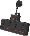 Wall Mount Power Strip with 4 AC Outlets & USB-C (20W) and USB Ports, Plug Extender with Individual Switches, Space Saving Multi Plug Outlet for Home, Office, Dorm & Travel, Black