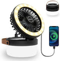 3-in-1 Camping Fan, Portable Solar Fan Rechargeable with LED Lantern, Battery Powered & Solar Camping Fan Light with Hanging Hook for Tent, 3 Speeds USB Fans for Camping Essentials, RV Travel, Outdoor