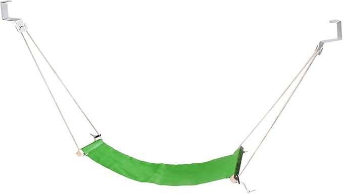 PATIKIL Foot Hammock Under Desk, Adjustable Foot Rest Sling with Hooks Portable Desk Footrest for Airplane Travel Home Office, Green Style 1